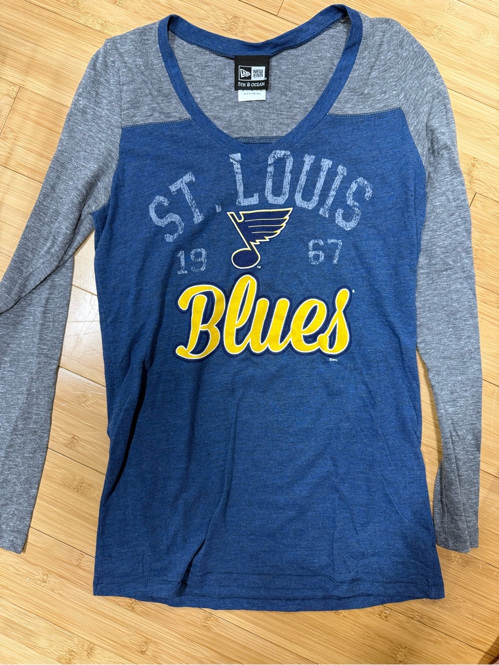 St. Louis Blues Long Sleeve Raglan Tee - Navy & Gray